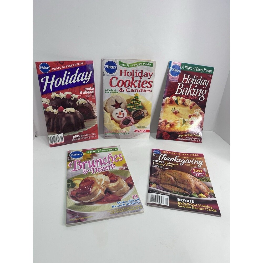 Vtg Lot 5 Pillsbury Recipe Holiday Potluck Christmas Cookie Dessert Baking Books